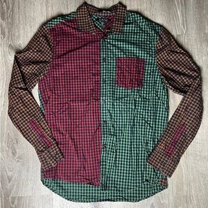 Forever 21 Red, Green, and Brown Checkered Shirt 90s style